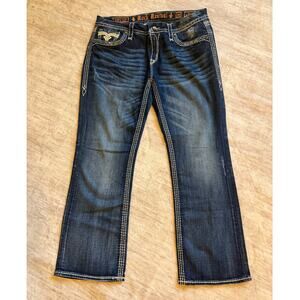 Rock Revival Jeans Ella Stretch Easy Boot Rhinestone Embroidered Pocket